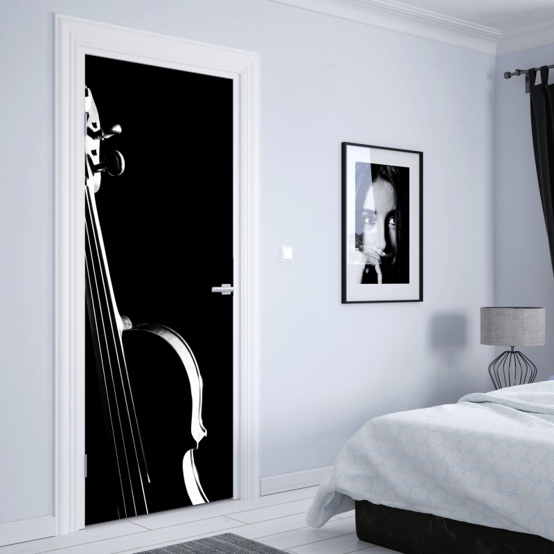 Naklejka na drzwi perspektywa Mostu Brooklyńskiego w monochromie – Wallissimo®