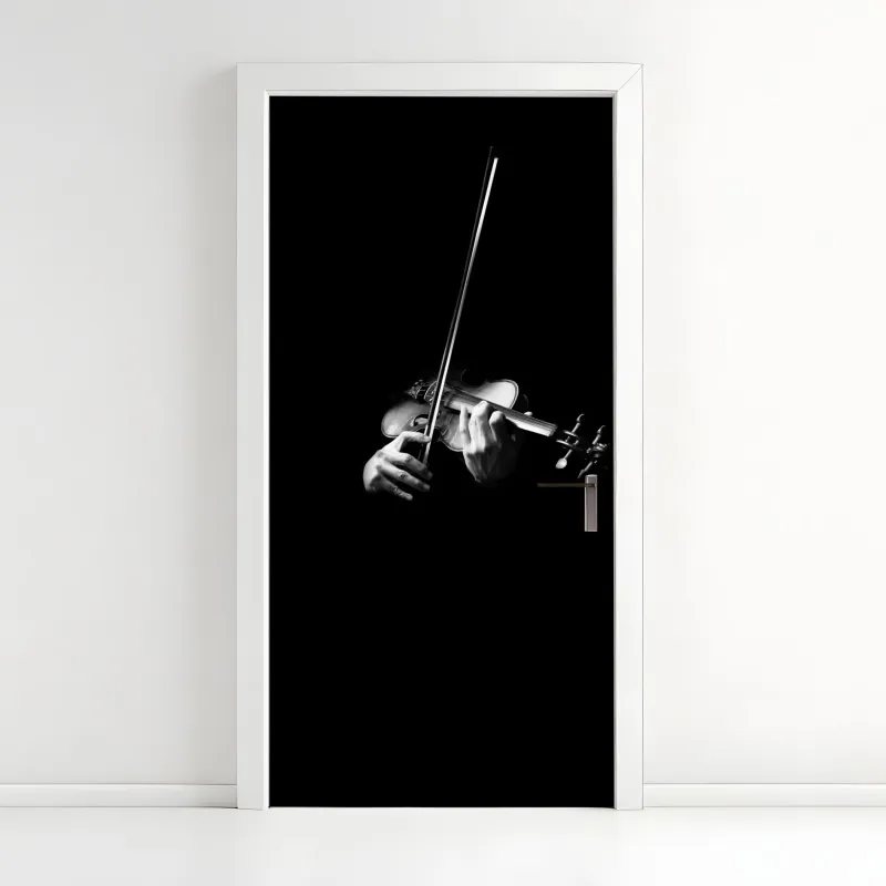 Naklejka na drzwi skrzypce w monochromie