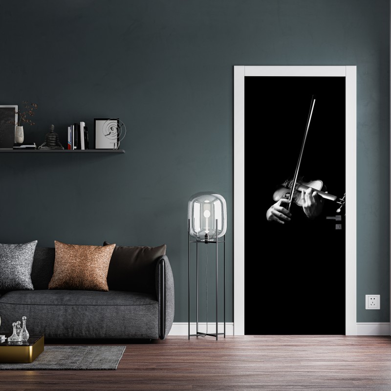 Naklejka na drzwi skrzypce w monochromie – Wallissimo® Naklejka na drzwi skrzypce w monochromie – Wallissimo®