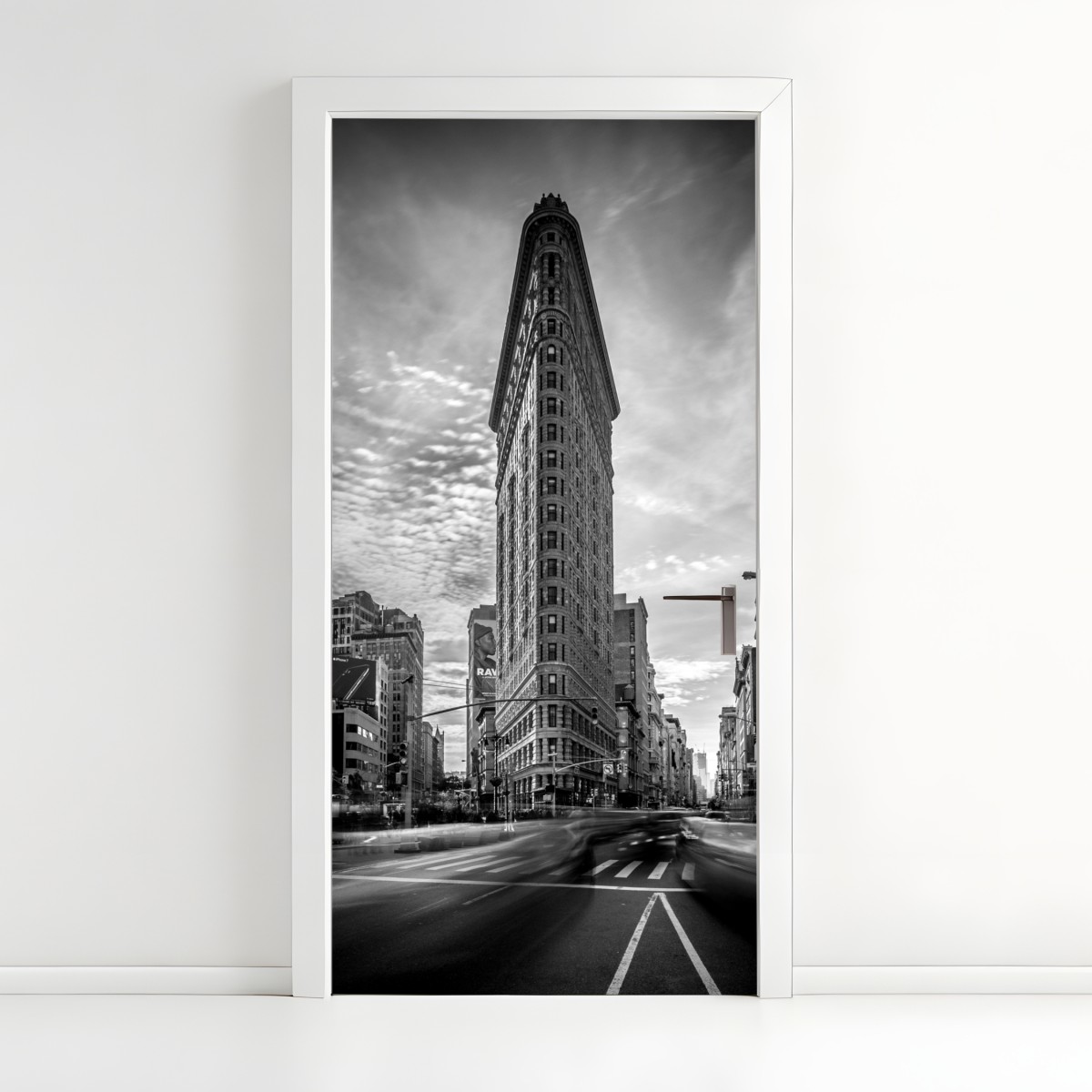 Door sticker Flatiron Building, New York — monochrome architecture – Wallissimo®