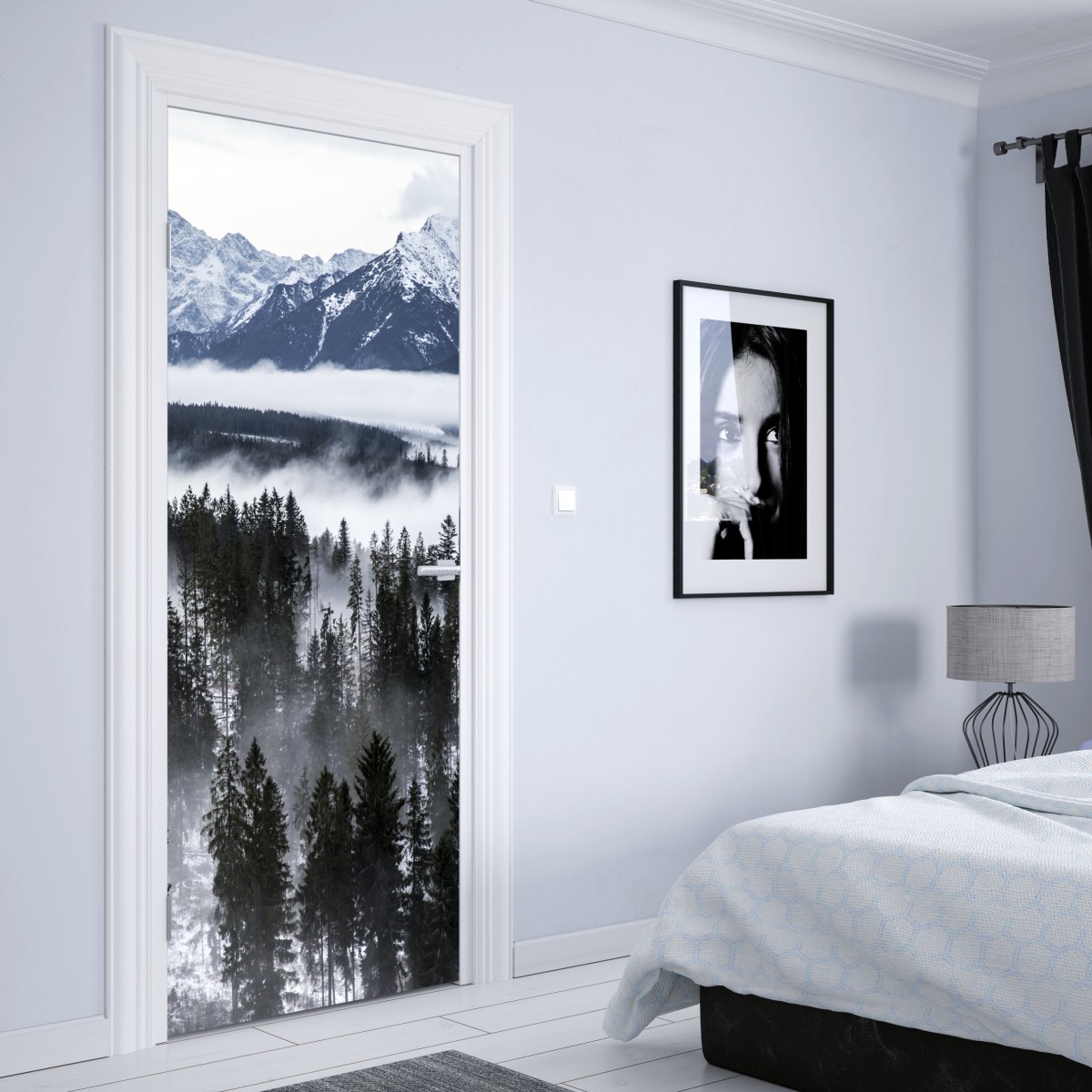 Naklejka na drzwi Tatry w zimowej mgle – Wallissimo® Naklejka na drzwi Tatry w zimowej mgle – Wallissimo®