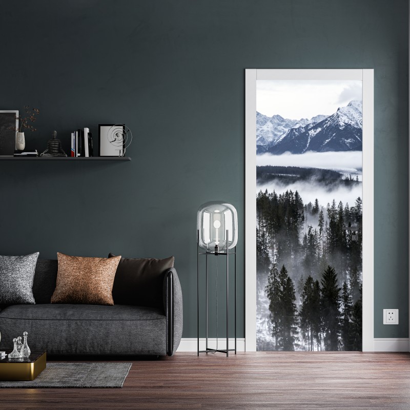 Naklejka na drzwi Tatry w zimowej mgle – Wallissimo® Naklejka na drzwi Tatry w zimowej mgle – Wallissimo®