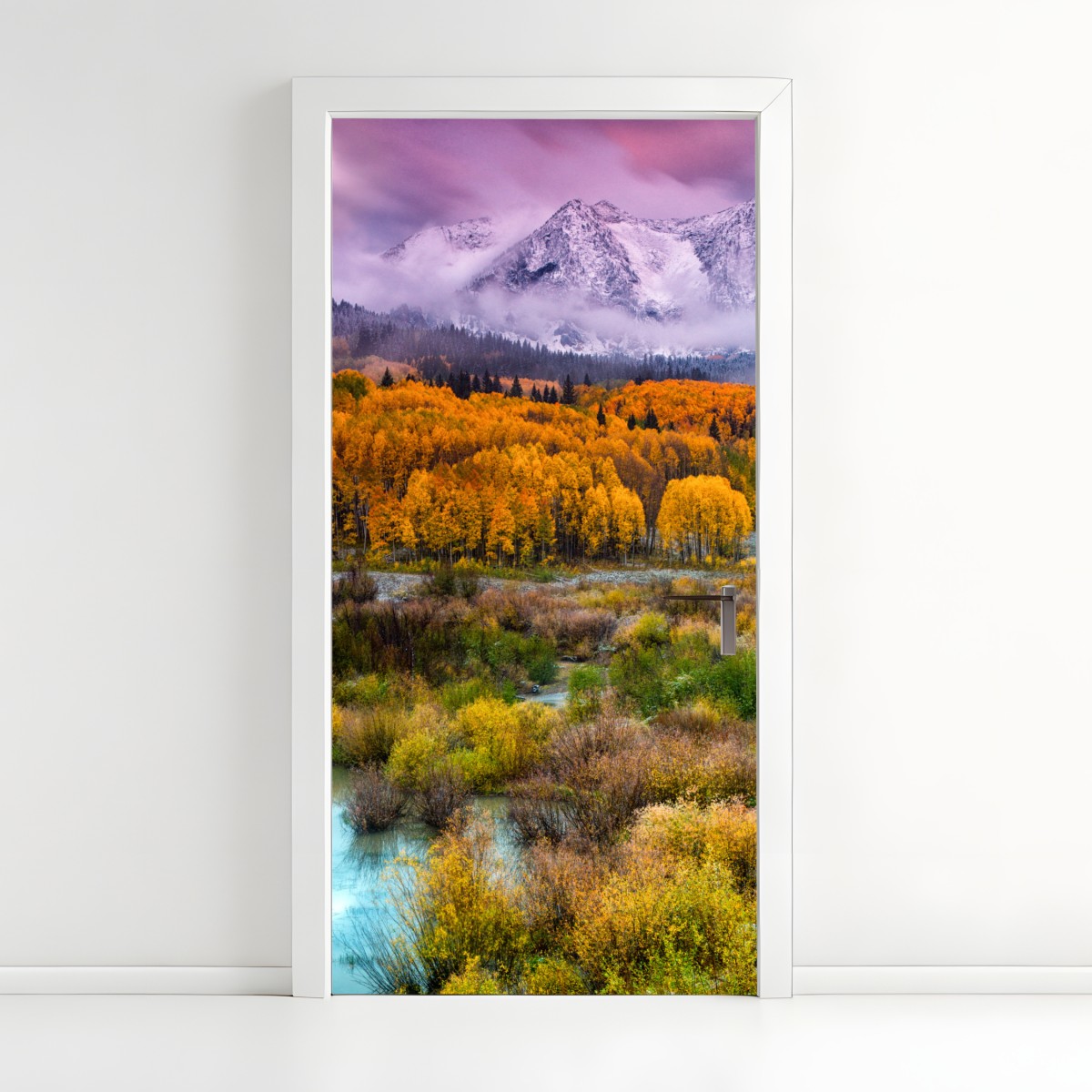 Door sticker pink sunrise over East Beckwith Mountain – Wallissimo®