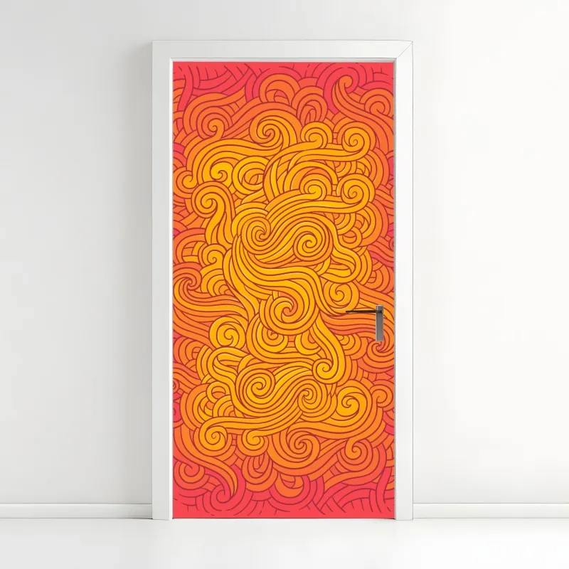 Naklejka na drzwi ciepły wirujący abstrakcyjny wzór