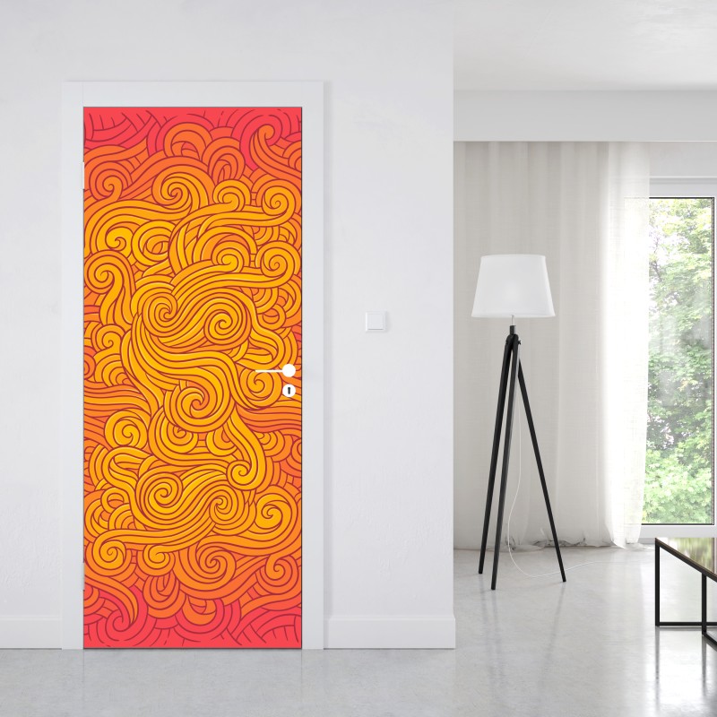 Naklejka na drzwi ciepły wirujący abstrakcyjny wzór – Wallissimo® Naklejka na drzwi ciepły wirujący abstrakcyjny wzór – Wallissimo®
