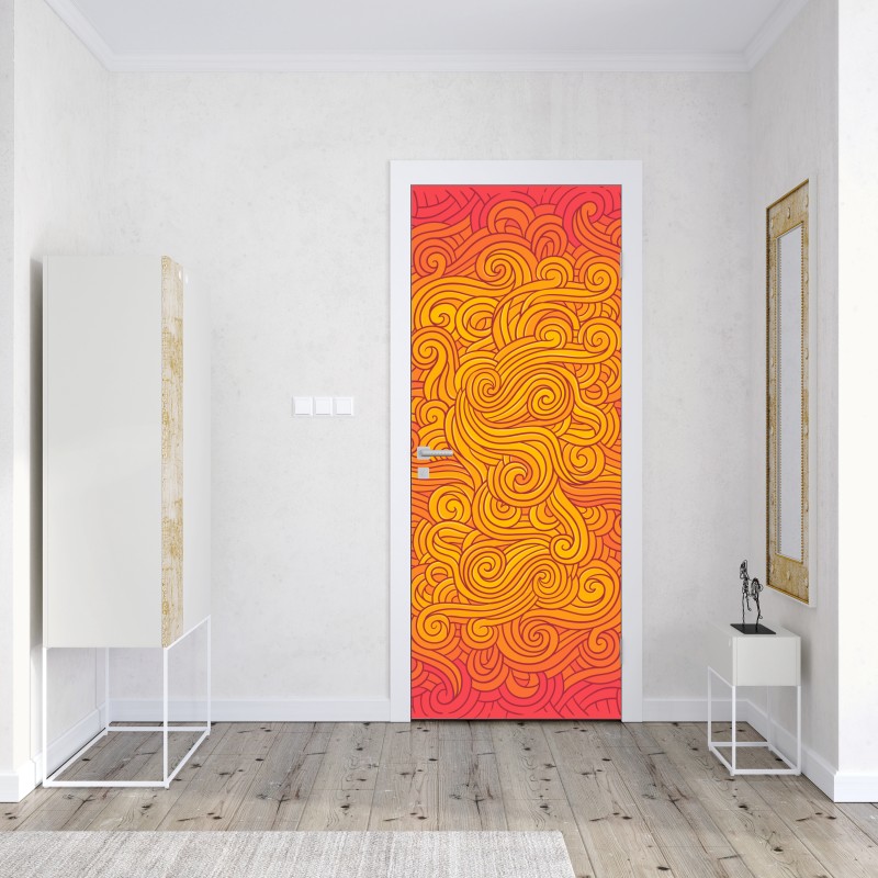 Naklejka na drzwi ciepły wirujący abstrakcyjny wzór – Wallissimo® Naklejka na drzwi ciepły wirujący abstrakcyjny wzór – Wallissimo®