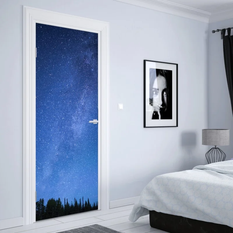 Naklejka na drzwi gwiaździsta Droga Mleczna nad lasem – Wallissimo® Naklejka na drzwi gwiaździsta Droga Mleczna nad lasem – Wallissimo®