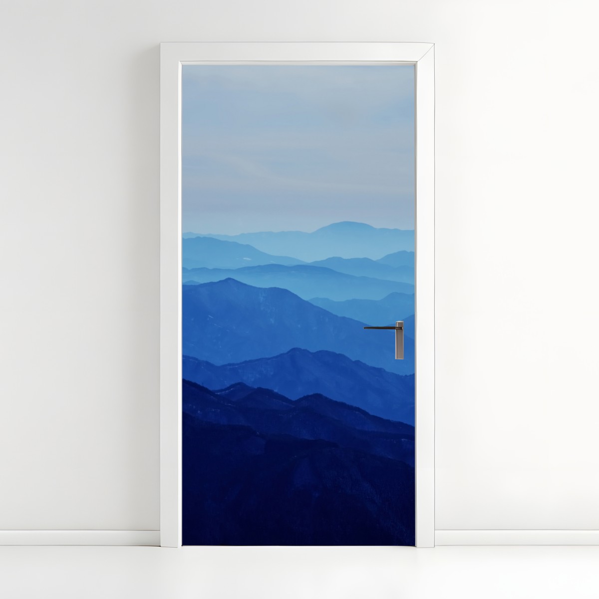 Door sticker misty blue mountain layers – Wallissimo®