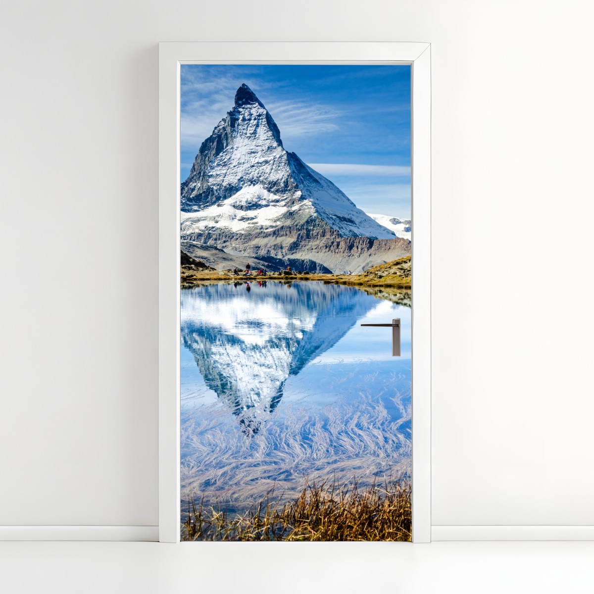 Door sticker majestic Matterhorn reflected in alpine lake – Wallissimo®