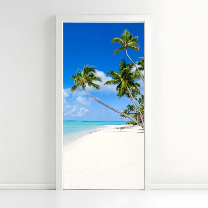 Naklejka na drzwi niebieskie peonie w stylu botanicznym – Wallissimo®