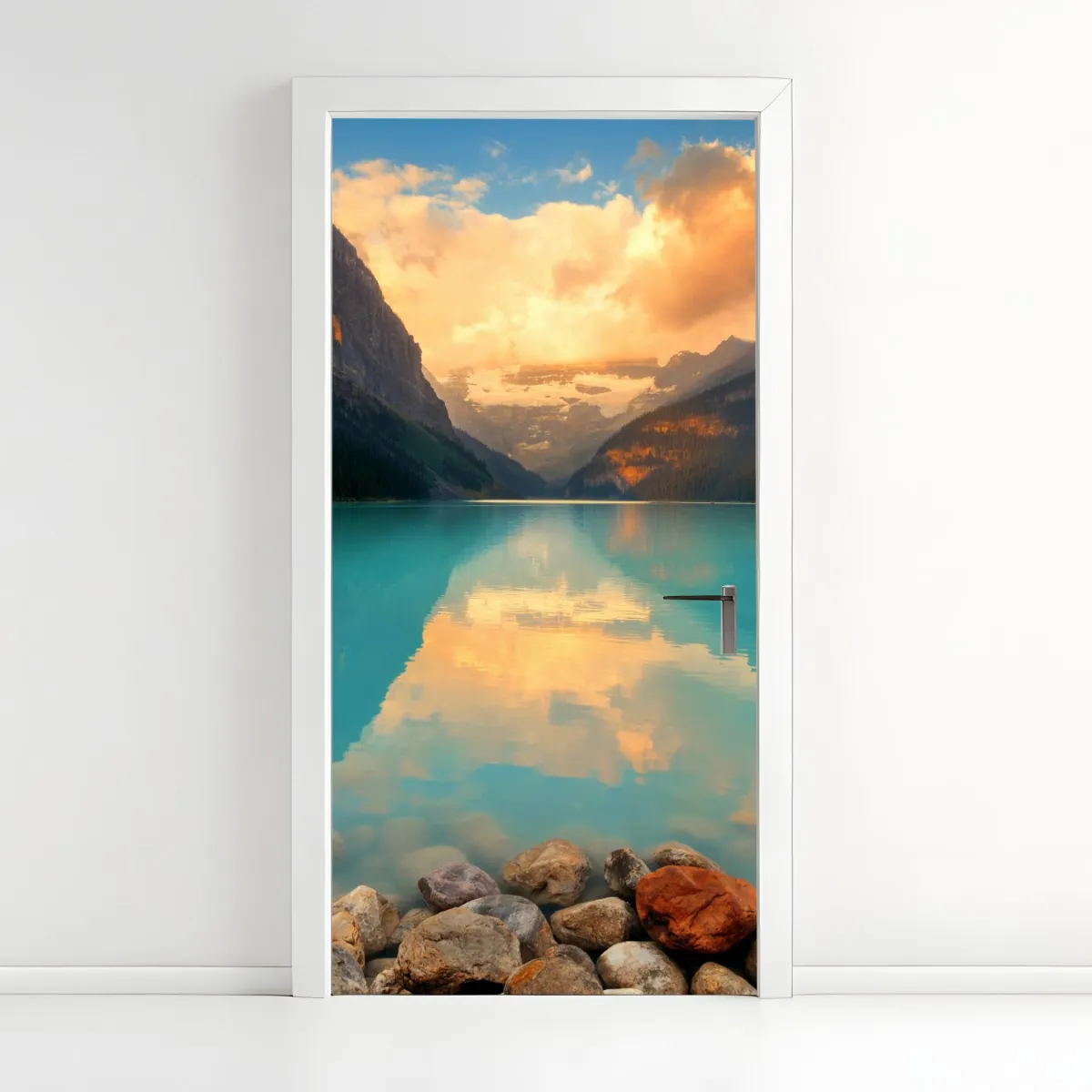 Naklejka na drzwi wschód słońca nad Lake Louise, Banff – Wallissimo® Naklejka na drzwi wschód słońca nad Lake Louise, Banff – Wallissimo®