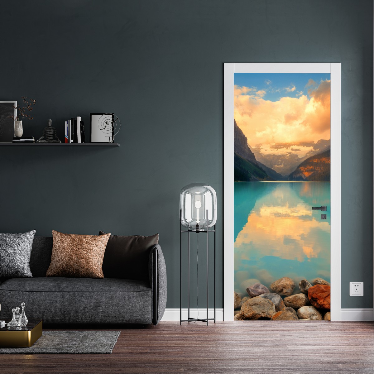 Naklejka na drzwi wschód słońca nad Lake Louise, Banff – Wallissimo® Naklejka na drzwi wschód słońca nad Lake Louise, Banff – Wallissimo®