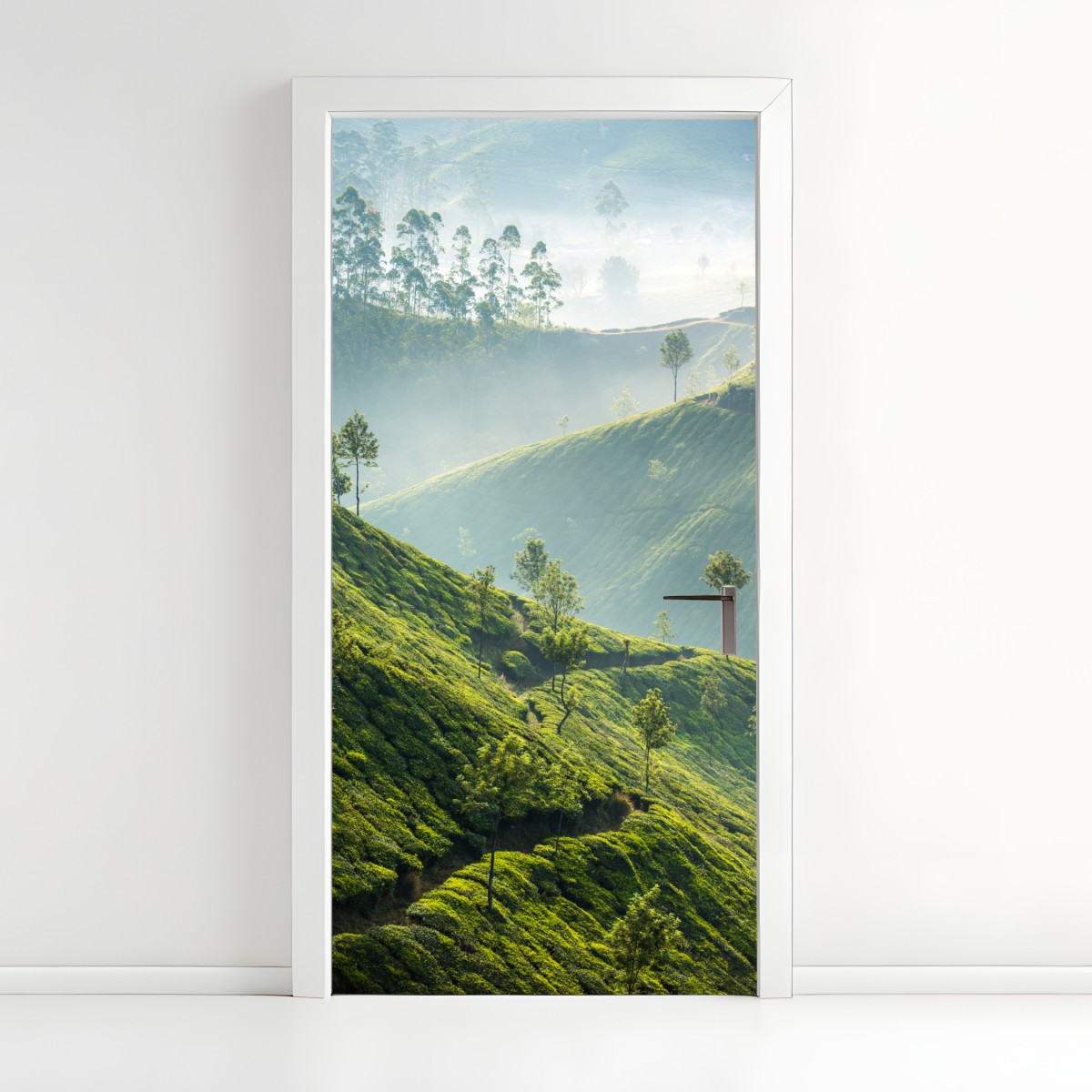 Door sticker misty tea terraces of Munnar – Wallissimo®