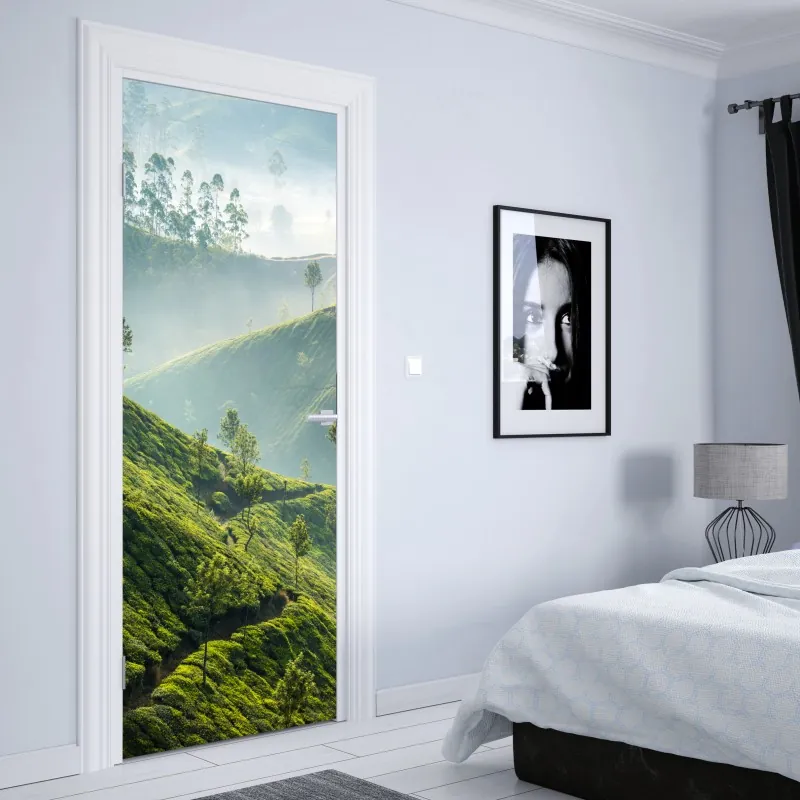 Naklejka na drzwi vintage wzór botaniczny z piwoniami – Wallissimo®