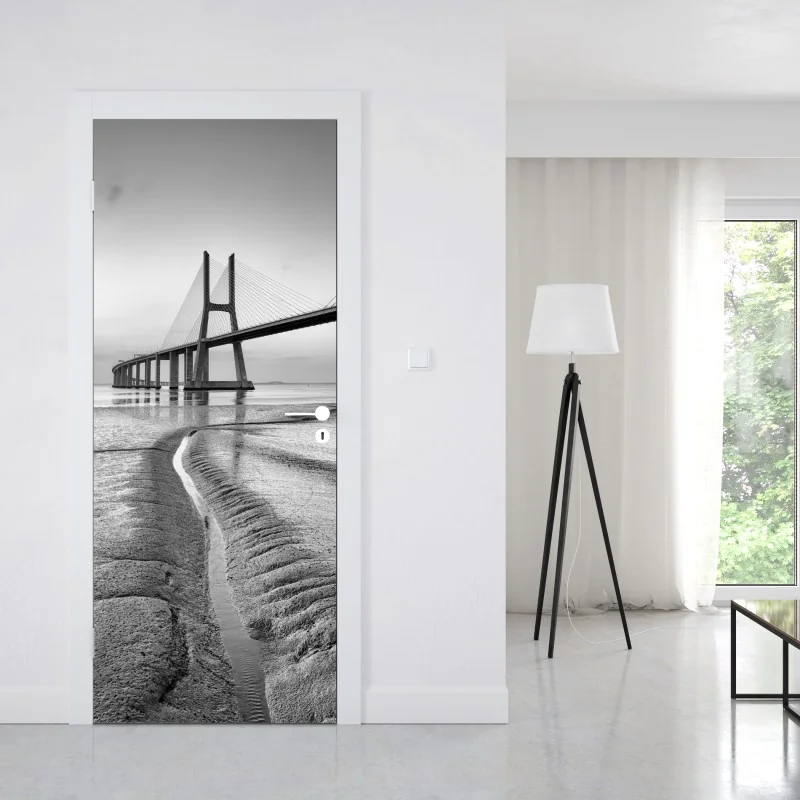 Naklejka na drzwi spokojny turkusowy wzór fal – Wallissimo®