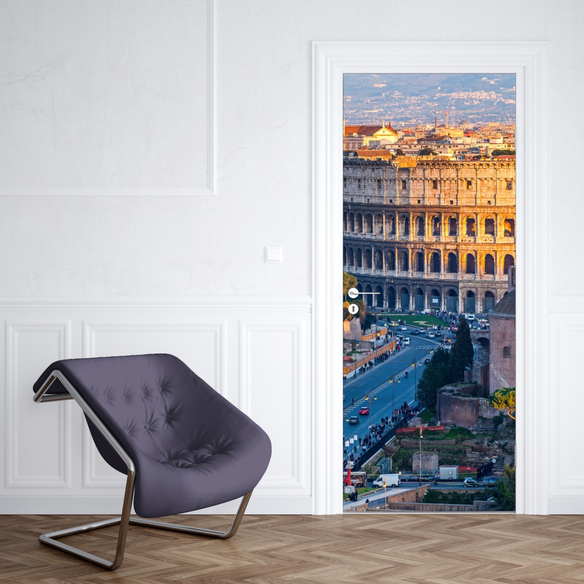 Naklejka na drzwi złote koloseum o zachodzie słońca, Rzym – Wallissimo® Naklejka na drzwi złote koloseum o zachodzie słońca, Rzym – Wallissimo®