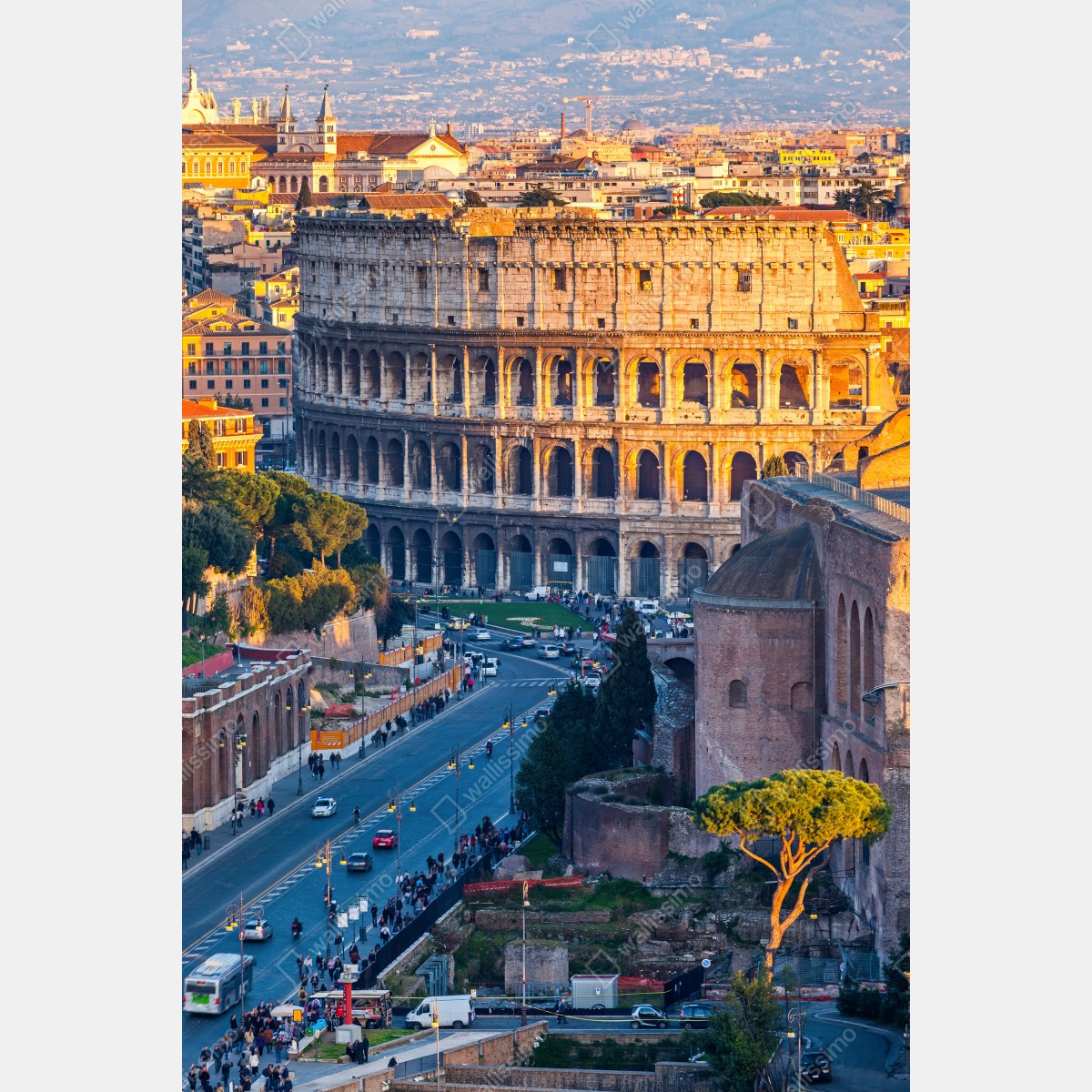 Naklejka na drzwi złote koloseum o zachodzie słońca, Rzym – Wallissimo® Naklejka na drzwi złote koloseum o zachodzie słońca, Rzym – Wallissimo®