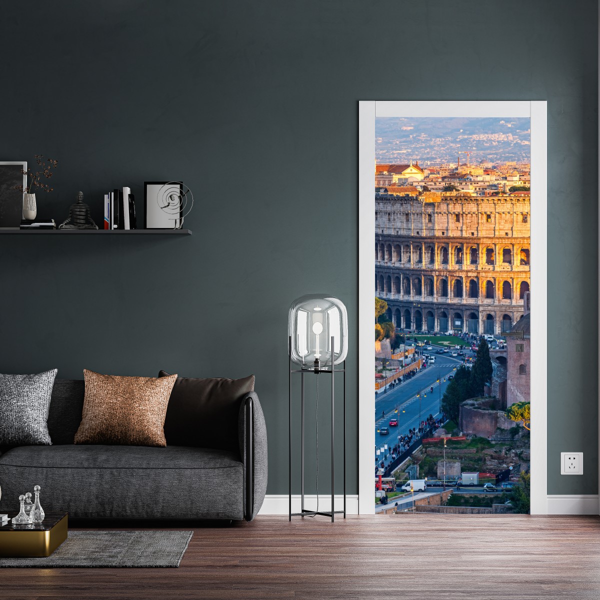 Naklejka na drzwi złote koloseum o zachodzie słońca, Rzym – Wallissimo® Naklejka na drzwi złote koloseum o zachodzie słońca, Rzym – Wallissimo®