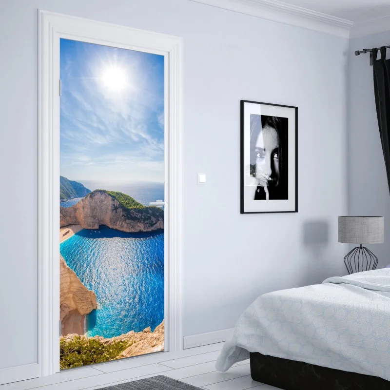 Naklejka na drzwi czarny marmur ze złotymi żyłami – Wallissimo®