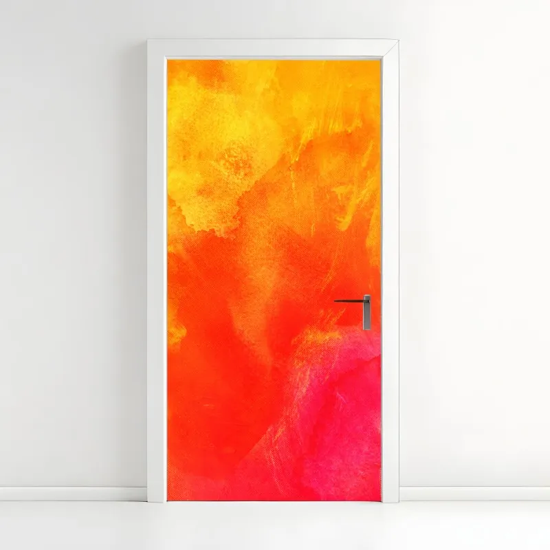 Naklejka na drzwi żywy pomarańczowy gradient abstrakcyjny