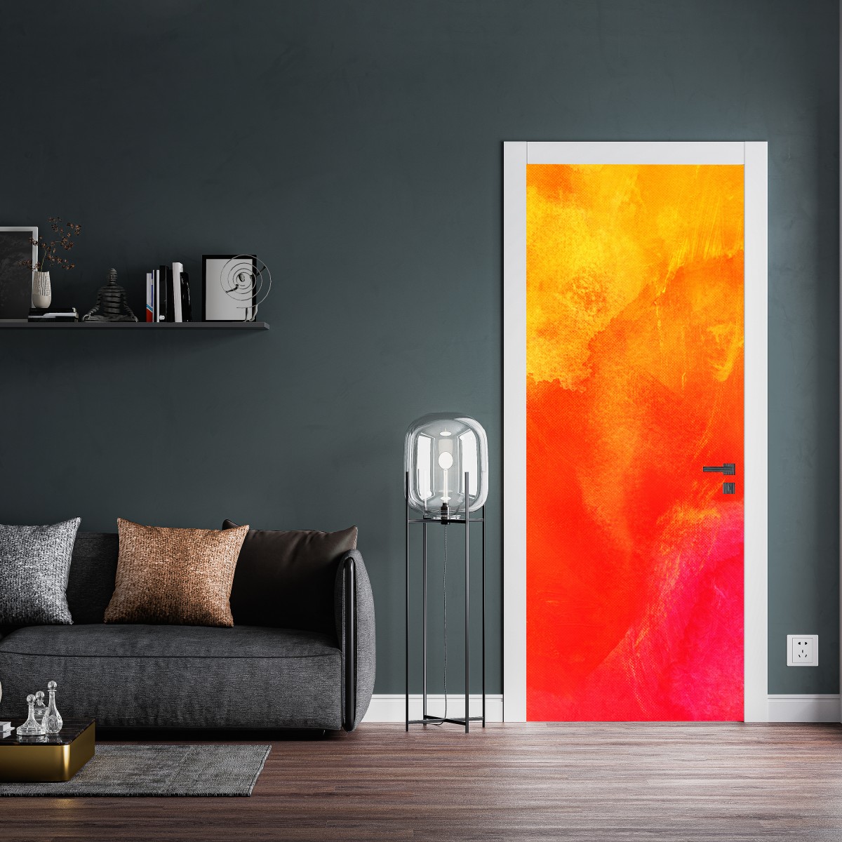 Naklejka na drzwi żywy pomarańczowy gradient abstrakcyjny – Wallissimo® Naklejka na drzwi żywy pomarańczowy gradient abstrakcyjny – Wallissimo®