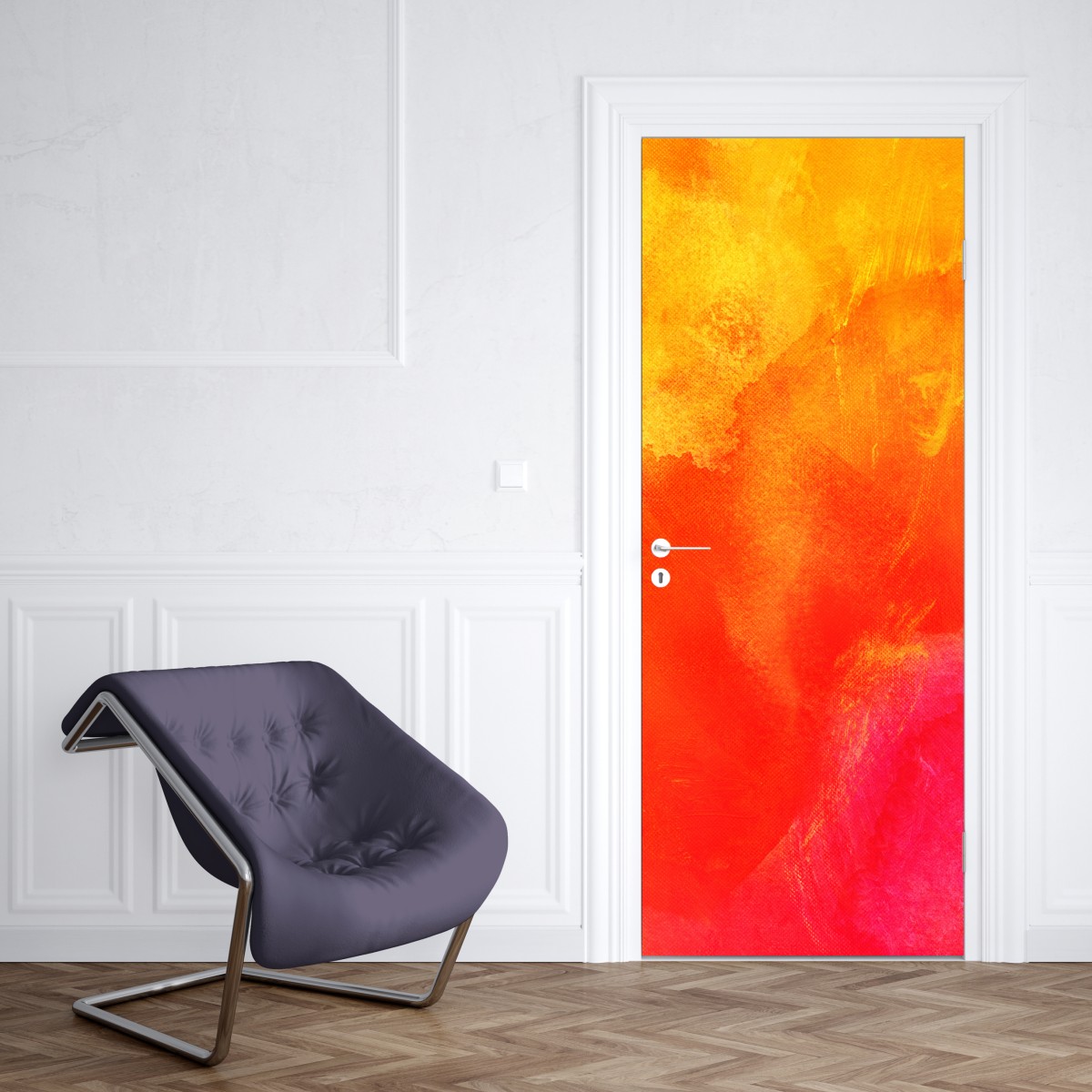 Naklejka na drzwi żywy pomarańczowy gradient abstrakcyjny – Wallissimo® Naklejka na drzwi żywy pomarańczowy gradient abstrakcyjny – Wallissimo®