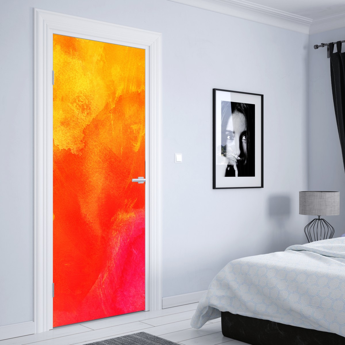 Naklejka na drzwi żywy pomarańczowy gradient abstrakcyjny – Wallissimo® Naklejka na drzwi żywy pomarańczowy gradient abstrakcyjny – Wallissimo®