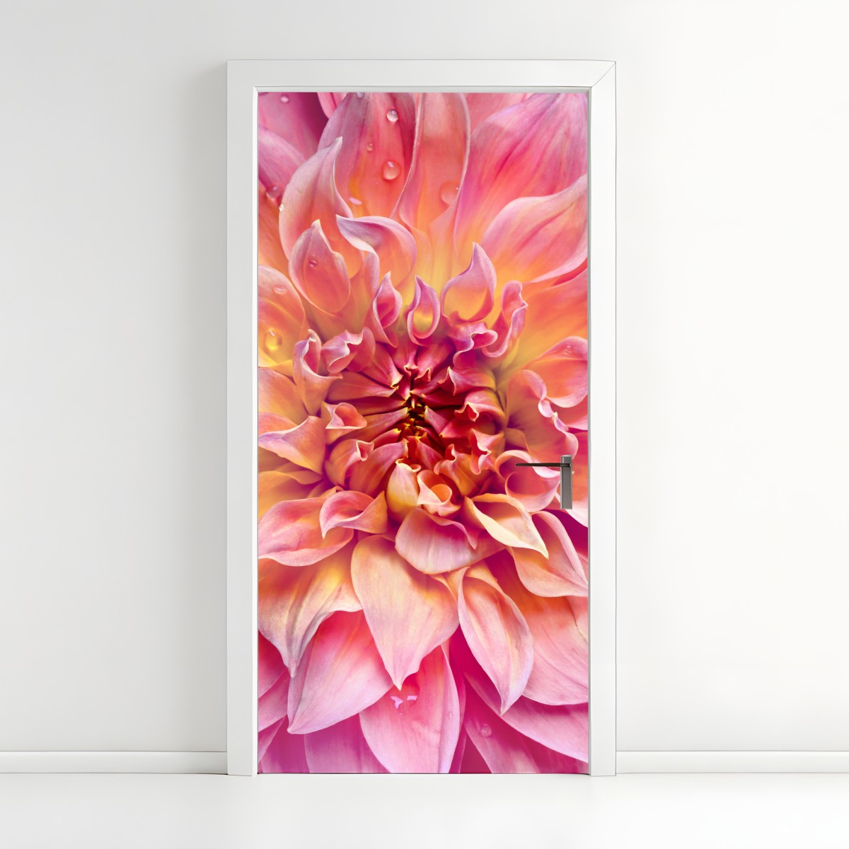 Door sticker pink dahlia bloom close-up – Wallissimo®