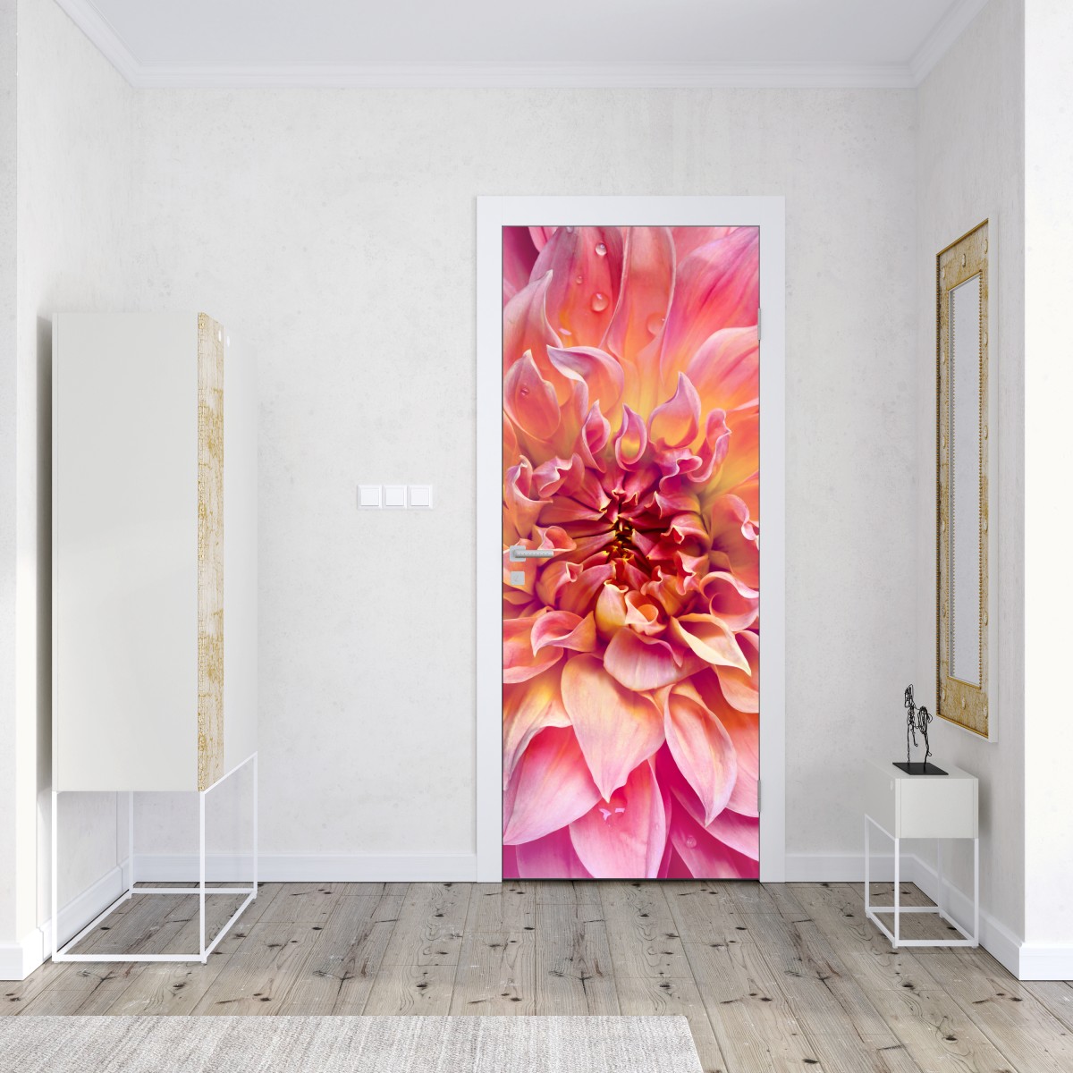 Naklejka na drzwi różowa dalia w zbliżeniu – Wallissimo® Naklejka na drzwi różowa dalia w zbliżeniu – Wallissimo®