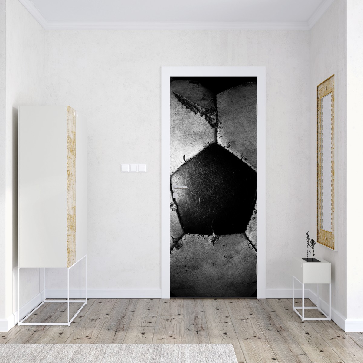 Naklejka na drzwi zniszczona piłka nożna - zbliżenie – Wallissimo® Naklejka na drzwi zniszczona piłka nożna - zbliżenie – Wallissimo®