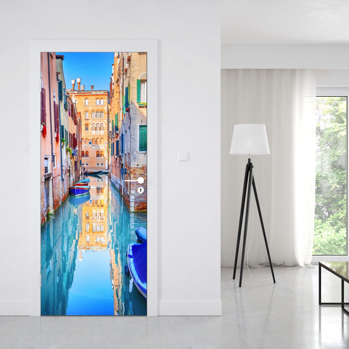 Naklejka na drzwi Wenecja kanał i odbicia – Wallissimo® Naklejka na drzwi Wenecja kanał i odbicia – Wallissimo®