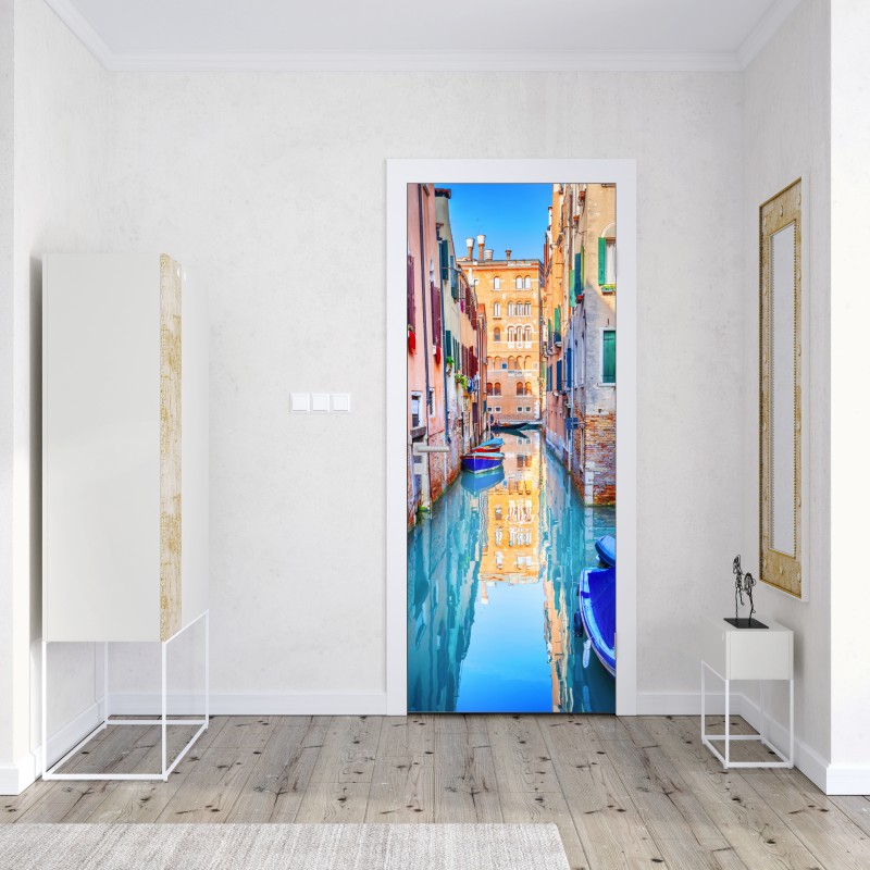 Naklejka na drzwi Wenecja kanał i odbicia – Wallissimo® Naklejka na drzwi Wenecja kanał i odbicia – Wallissimo®