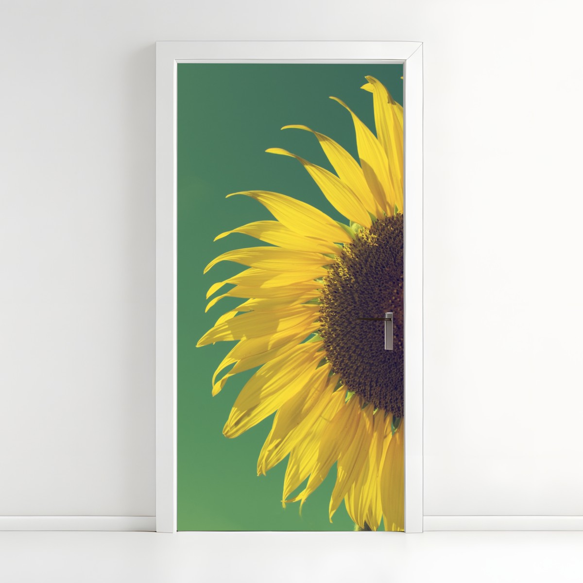 Door sticker radiant sunflower against vintage sky – Wallissimo®