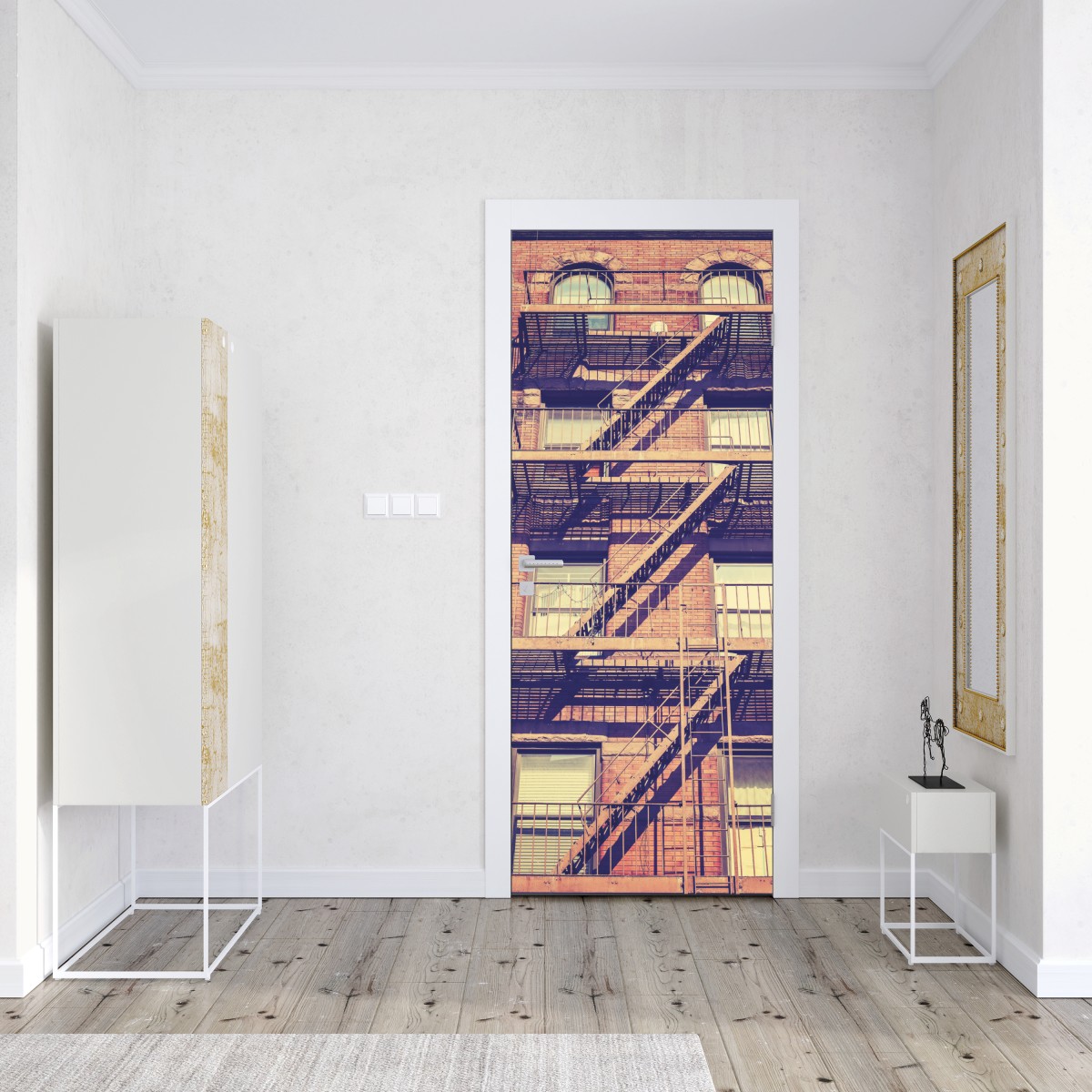 Naklejka na drzwi vintage drabiny pożarowe z Nowego Jorku – Wallissimo® Naklejka na drzwi vintage drabiny pożarowe z Nowego Jorku – Wallissimo®