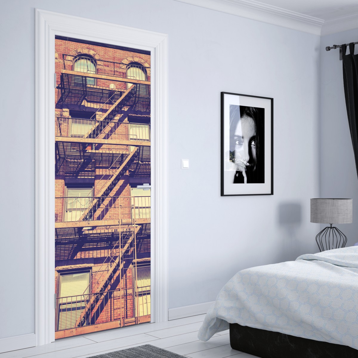 Naklejka na drzwi vintage drabiny pożarowe z Nowego Jorku – Wallissimo® Naklejka na drzwi vintage drabiny pożarowe z Nowego Jorku – Wallissimo®