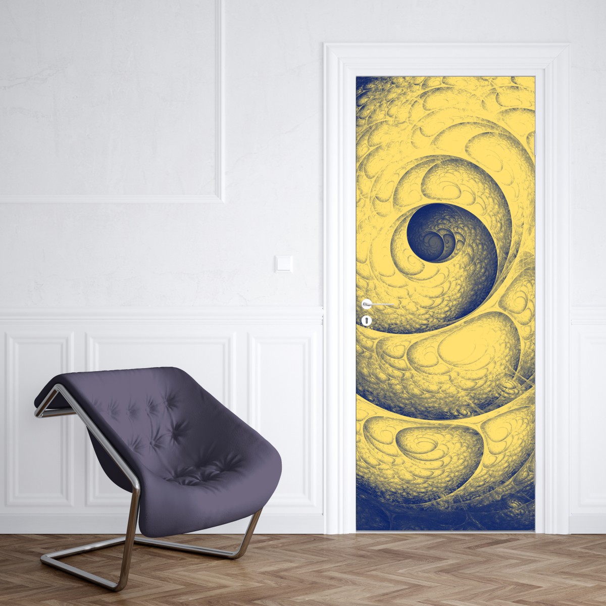 Naklejka na drzwi złota spiralna fraktalna kompozycja – Wallissimo® Naklejka na drzwi złota spiralna fraktalna kompozycja – Wallissimo®