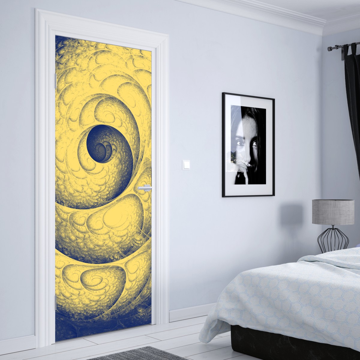 Naklejka na drzwi złota spiralna fraktalna kompozycja – Wallissimo® Naklejka na drzwi złota spiralna fraktalna kompozycja – Wallissimo®