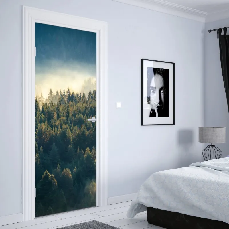 Naklejka na drzwi złote płynne linie abstrakcyjny wzór – Wallissimo®