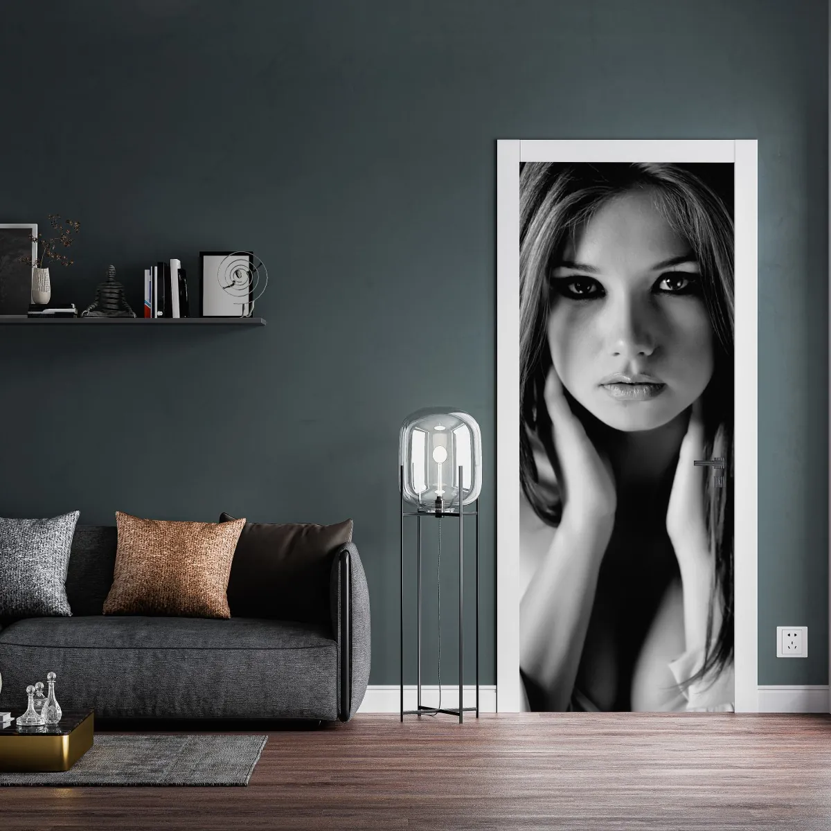 Naklejka na drzwi intymny monochromatyczny portret – Wallissimo® Naklejka na drzwi intymny monochromatyczny portret – Wallissimo®