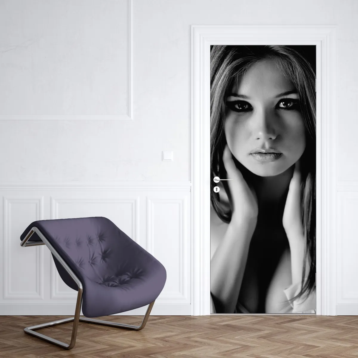 Naklejka na drzwi intymny monochromatyczny portret – Wallissimo® Naklejka na drzwi intymny monochromatyczny portret – Wallissimo®