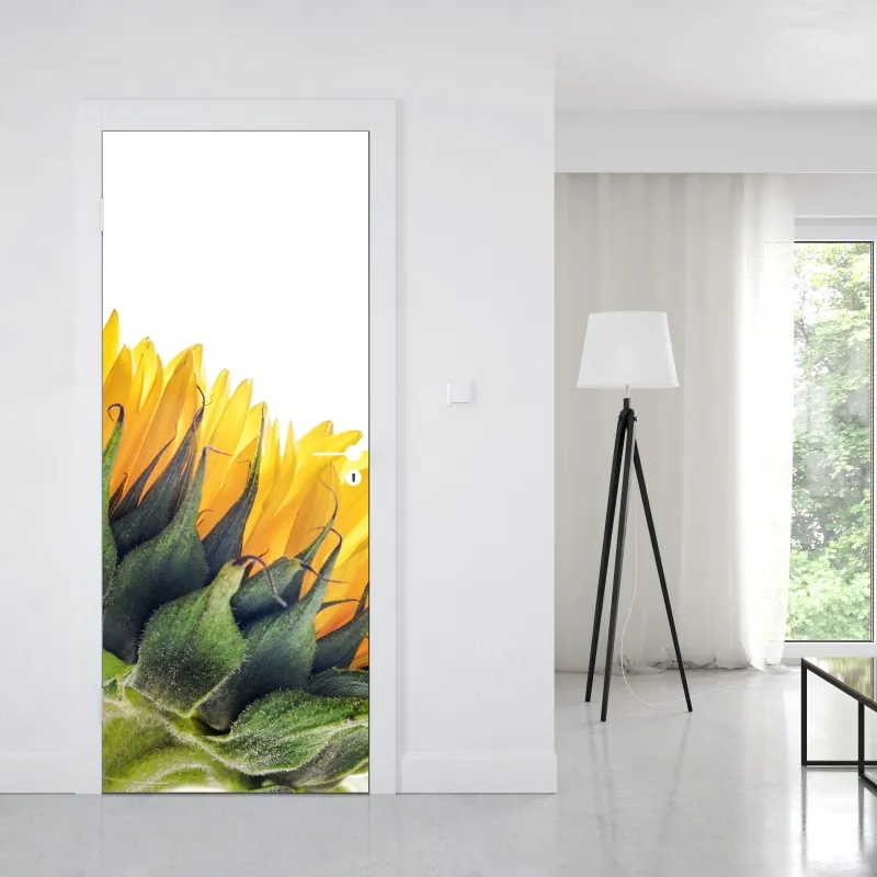 Naklejka na drzwi turkusowe góry o złotych akcentach – Wallissimo®