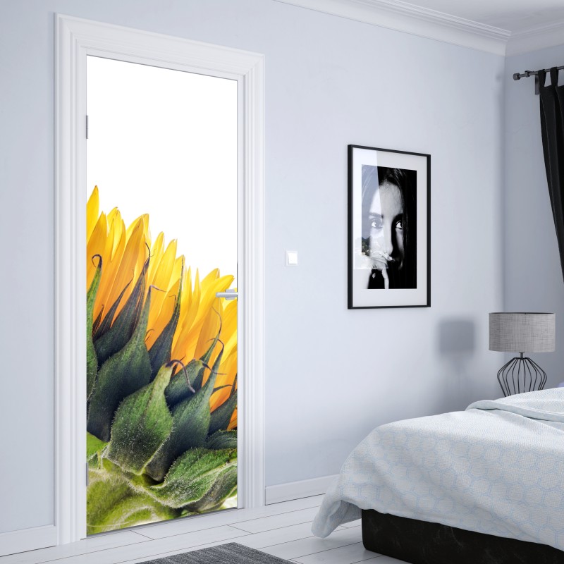 Naklejka na drzwi słonecznik w rogu na białym tle – Wallissimo® Naklejka na drzwi słonecznik w rogu na białym tle – Wallissimo®