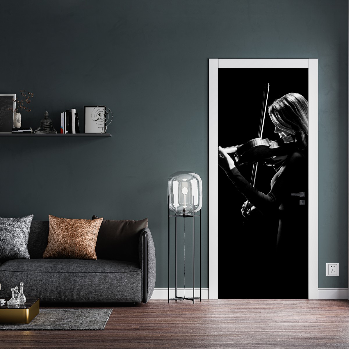 Naklejka na drzwi elegancka sylwetka skrzypaczki – Wallissimo® Naklejka na drzwi elegancka sylwetka skrzypaczki – Wallissimo®