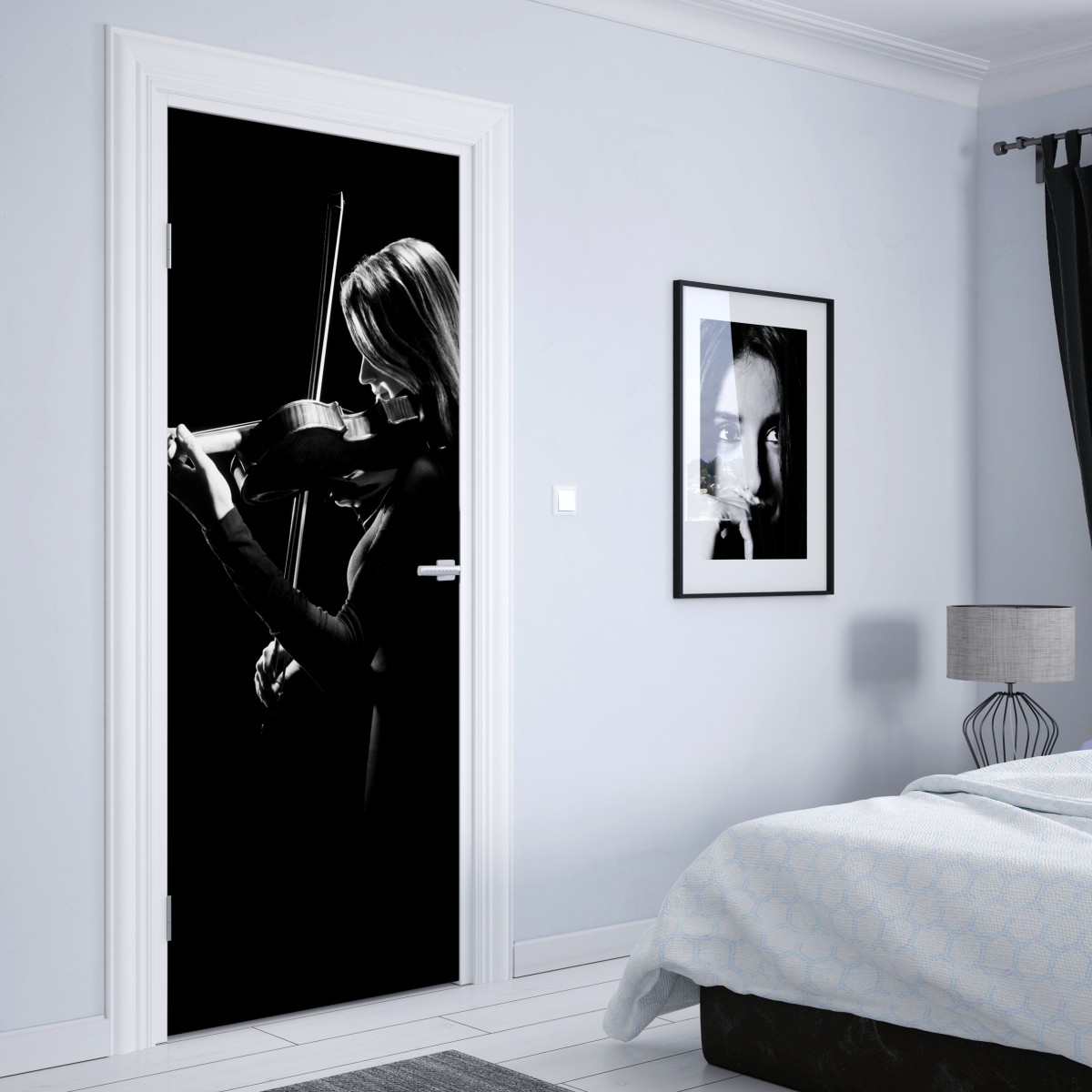Naklejka na drzwi elegancka sylwetka skrzypaczki – Wallissimo® Naklejka na drzwi elegancka sylwetka skrzypaczki – Wallissimo®