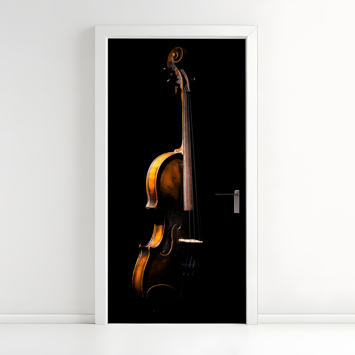 Door sticker elegant vintage violin on black background – Wallissimo®