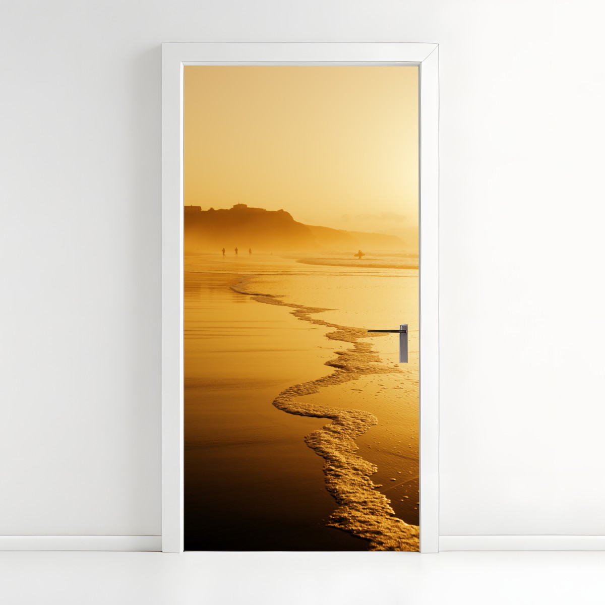 Door sticker golden sunset at Sopelana beach – Wallissimo®