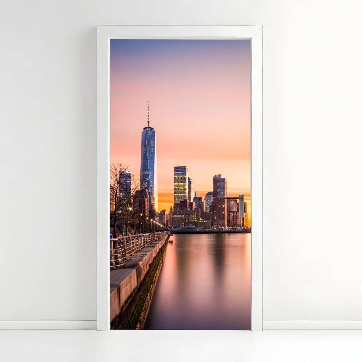 Naklejka na drzwi Dolny Manhattan zachód słońca – Wallissimo® Naklejka na drzwi Dolny Manhattan zachód słońca – Wallissimo®