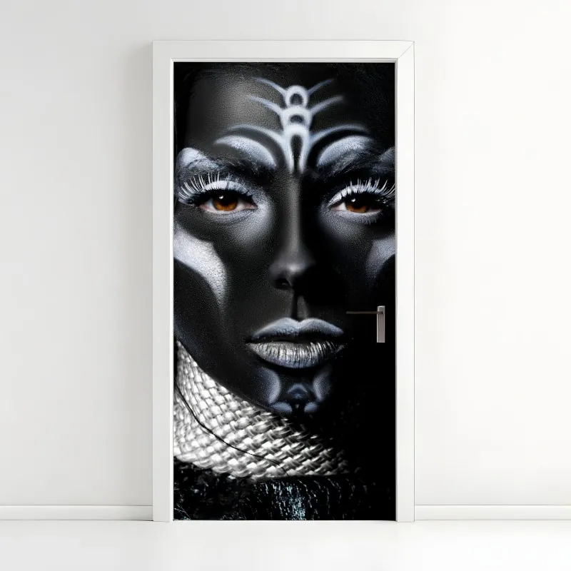 Naklejka na drzwi czarny marmur z żyłami – Wallissimo®