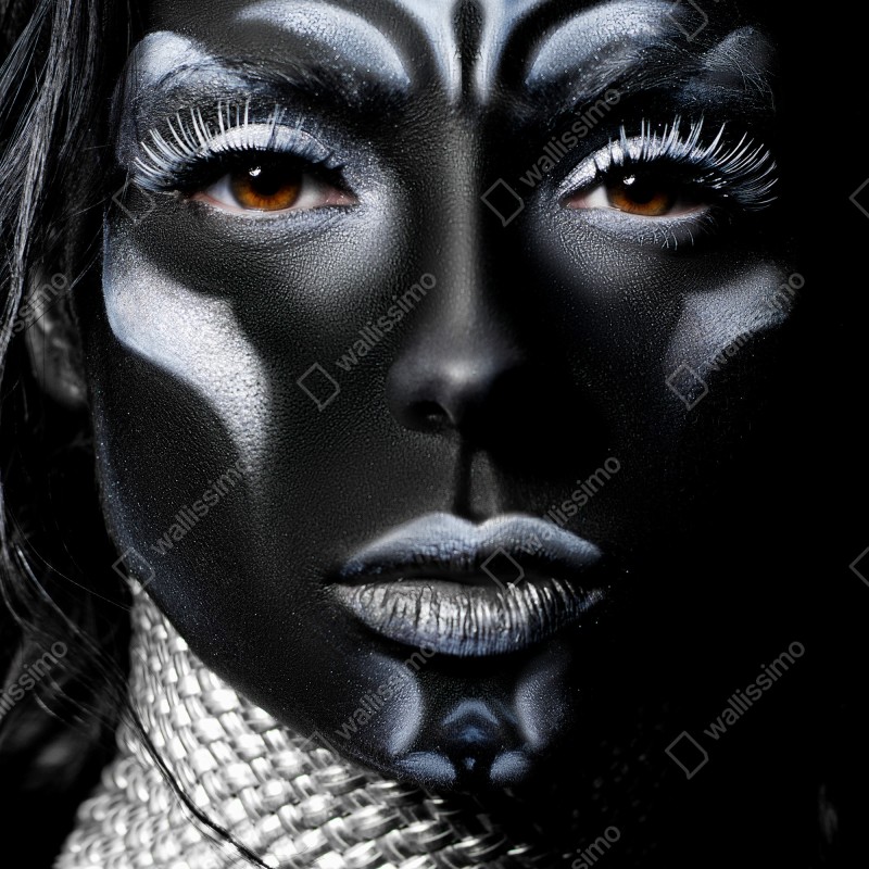 Naklejka na drzwi ciemny plemienny portret – Wallissimo® Naklejka na drzwi ciemny plemienny portret – Wallissimo®