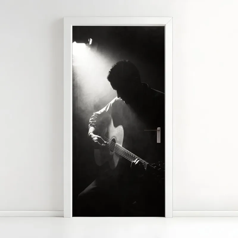 Naklejka na drzwi głębokie błękitne nocne niebo z drogą mleczną i spadającą gwiazdą – Wallissimo®